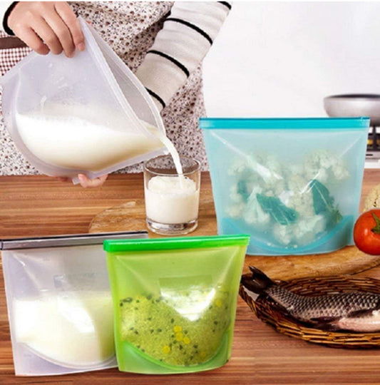 Reusable Silicone Food Storage Bags – Airtight, Leakproof & Freezer Safe