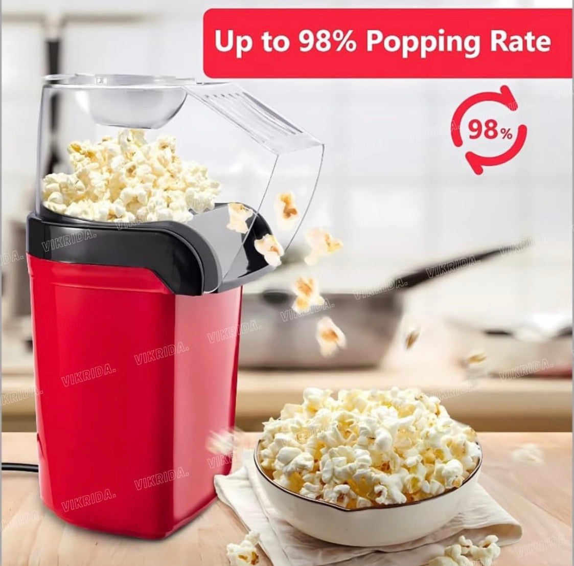 Electric Popcorn Maker Machine | Oil-Free Hot Air Popcorn Popper for Home