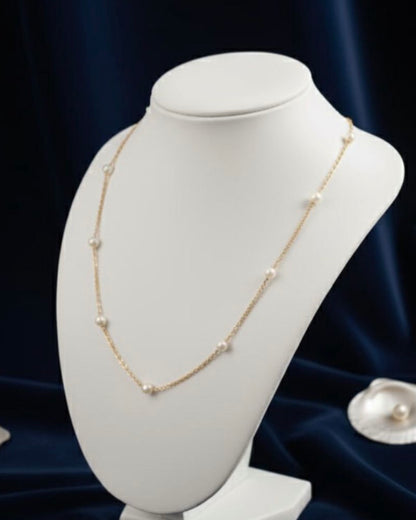 Elegant Pearl & Gold Bead Necklace for Women | Minimal Daily Wear Jewellery