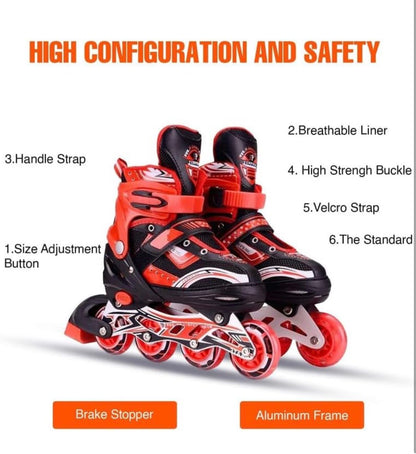 Adjustable Inline Skates for Kids & Teens – 4 Wheel Roller Skating Shoes with LED Wheels