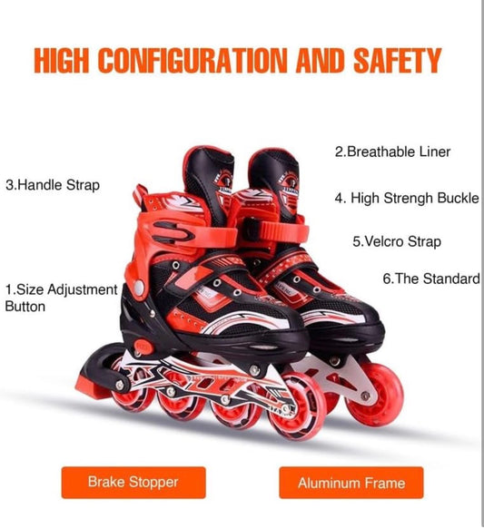 Adjustable Inline Skates for Kids & Teens – 4 Wheel Roller Skating Shoes with LED Wheels