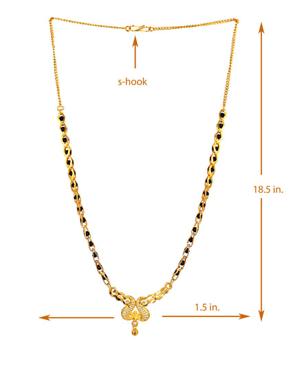 Gold-Tone Black Bead Chain Necklace – Stylish Alloy Fashion Jewelry