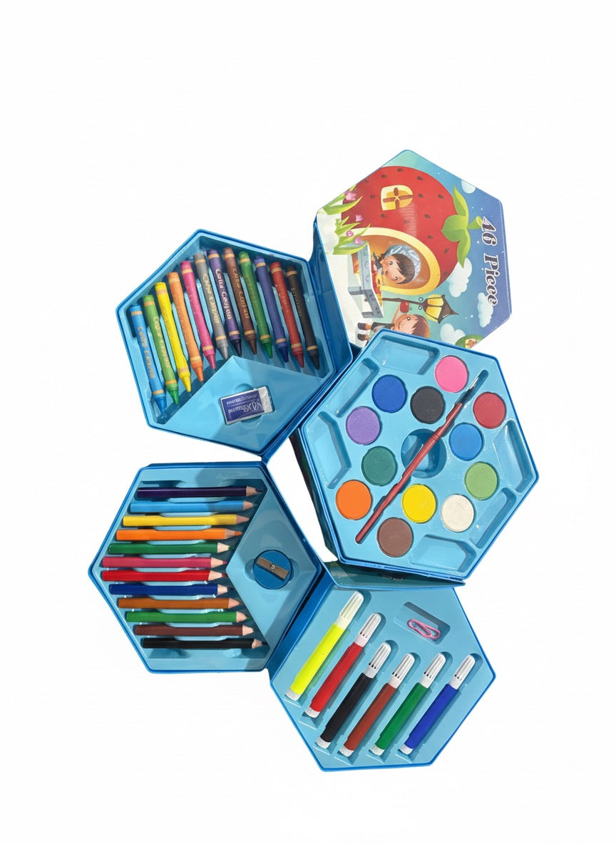 46-in-1 Art Station for Kids – Colors, Crayons & Water Paints