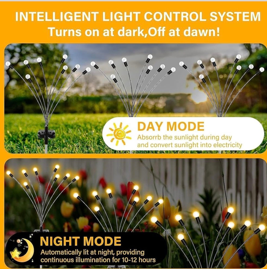 8 LED Solar Powered Firefly Garden Lights | Waterproof Outdoor Decorative Solar Lights for Garden, Pathway & Yard