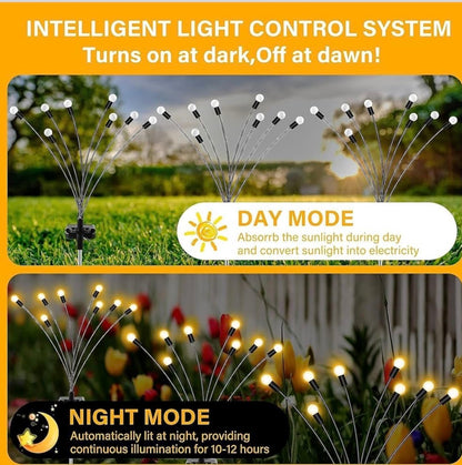 8 LED Solar Powered Firefly Garden Lights | Waterproof Outdoor Decorative Solar Lights for Garden, Pathway & Yard