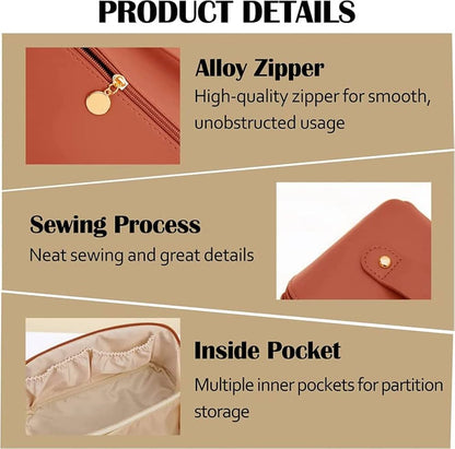 Premium Leather Cosmetic Travel Bag – Large Capacity Makeup Organizer
