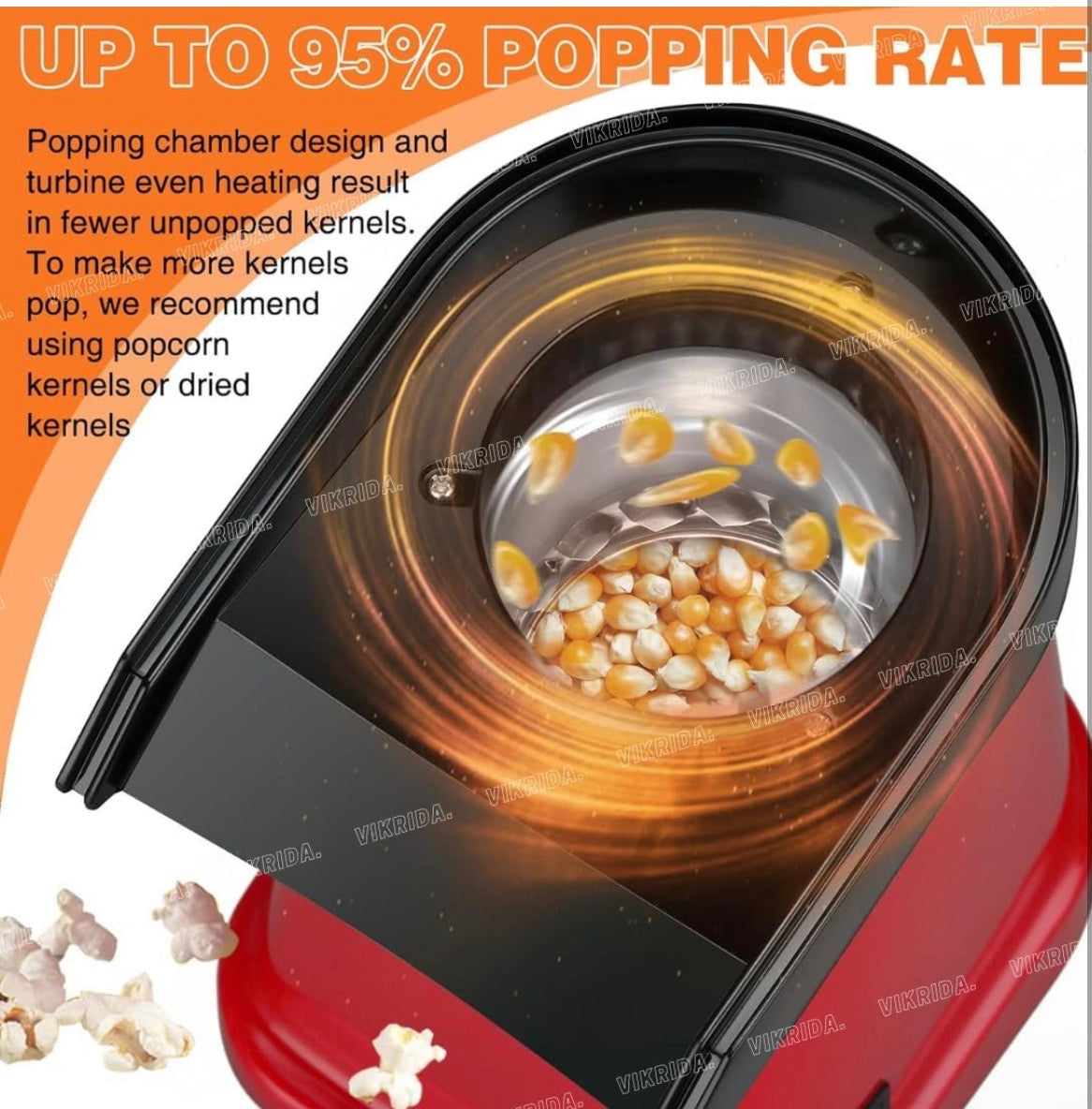 Electric Popcorn Maker Machine | Oil-Free Hot Air Popcorn Popper for Home