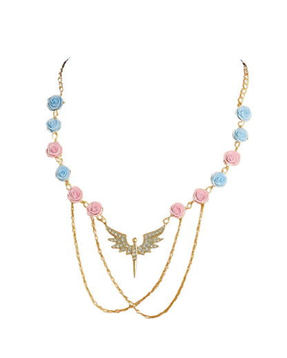 Rose & Wing Drop Necklace