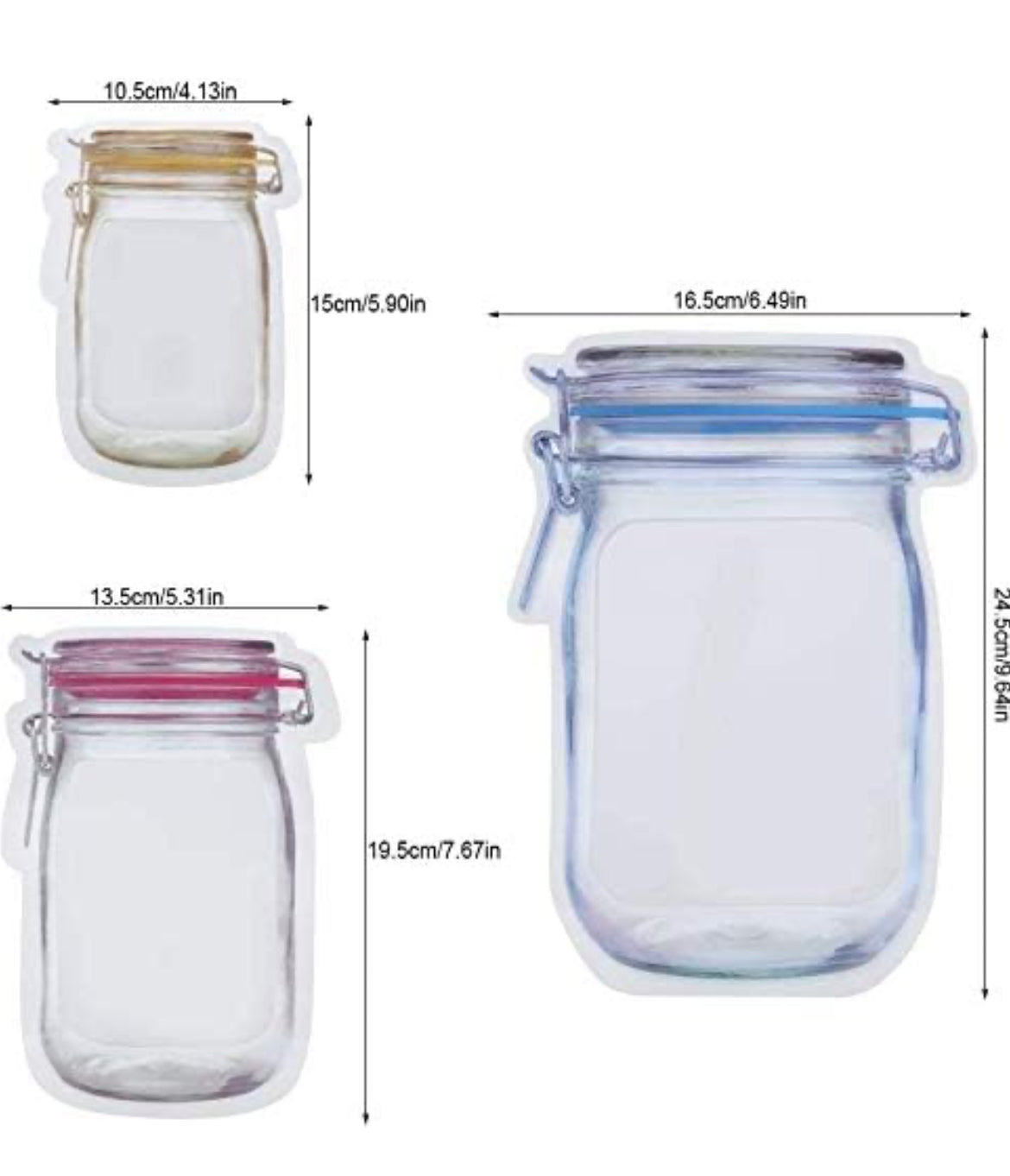 Reusable Mason Jar Zipper Pouch Bags – 6 PCS | Airtight, Leak-Proof, Freezer Safe Food Storage Bags