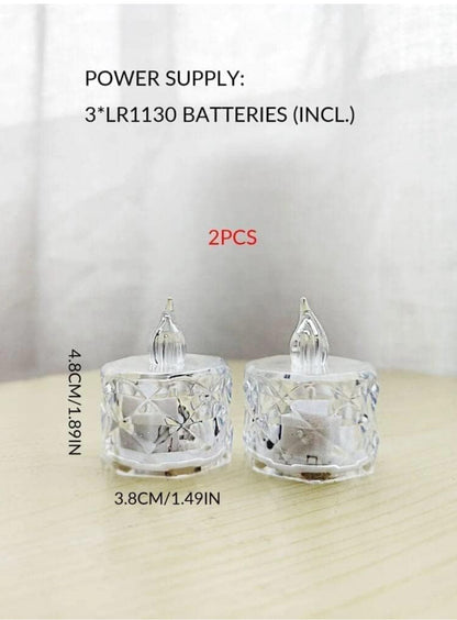 Crystal LED Flameless Tealight Candles – Warm Golden Glow | Battery Included | Decorative Night Light for Home, Festive Décor & Gifts (Set of 24)